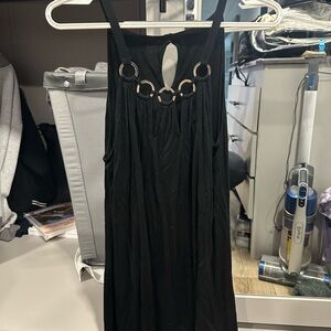 Chic Black Sleeveless Top with Ring Detail